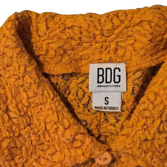 BDG Urban Outfitters Lace Crop Top Small Orange Fairy Grunge Stretchy - Picture 3 of 6
